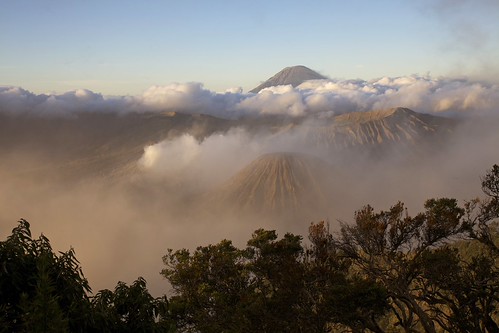 Sunrise on Tengger Caldera by jmhullot, From Mount Penanjakan. Mount Bromo, Mount Bator and Mount Sumeru in the back.indonesia volcano java