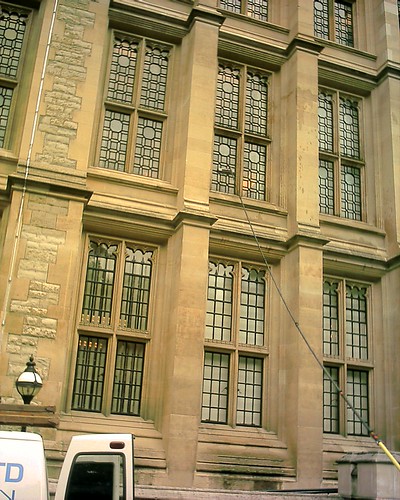 Cleaning the windows of the Maughan Library