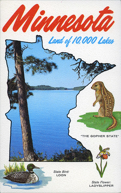 postcard - Minnesota map