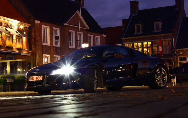 Audi R8 by night.