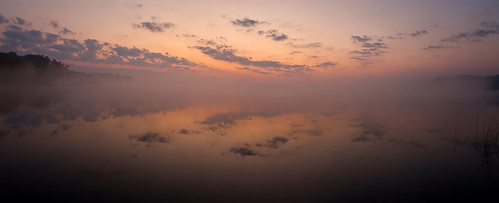 morning panorama mist sunrise michigan photostitch klinger whitepigion