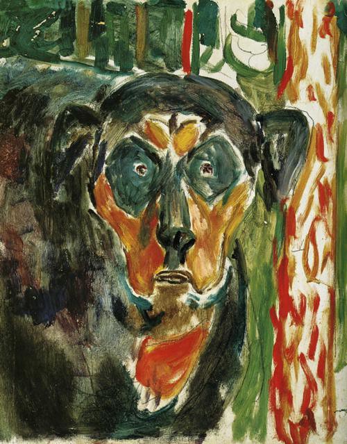 Edvard Munch - Dog's head by a red tree 1930's 2