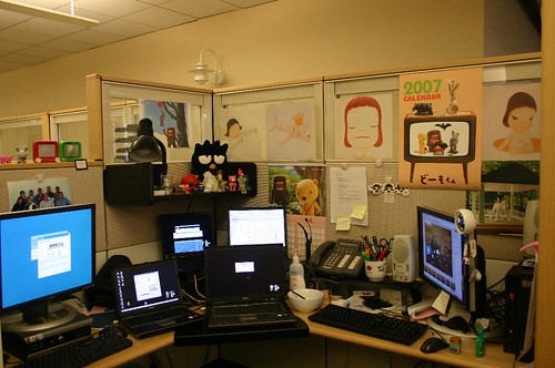 test engineer's cubicle -- I think I need mo' machines... | Flickr