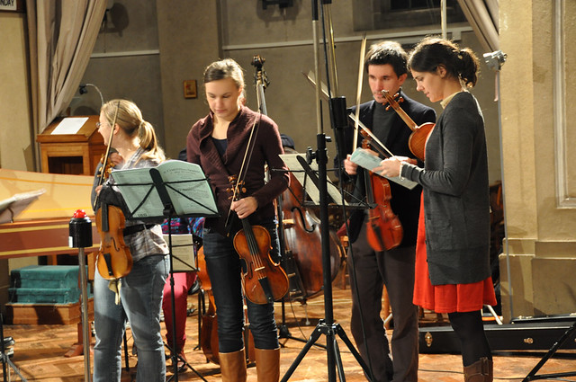 Avison Ensemble recording Vivaldi's Violin Concerti Opus 8 in Cambridge, December 2009