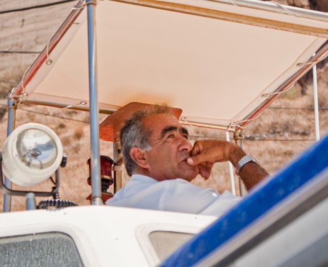 Captain of a Santorini Water Taxi