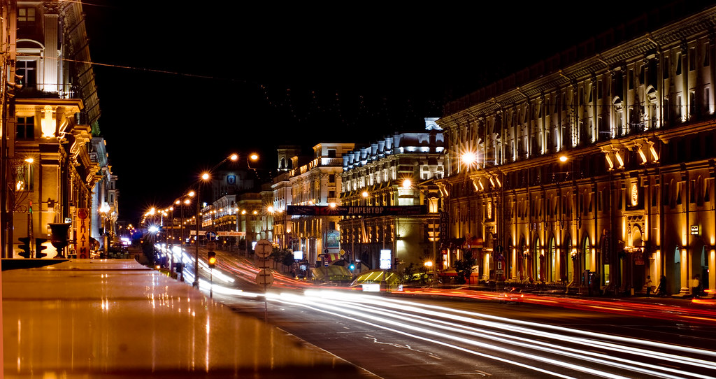 Minsk: Independence Avenue by Night