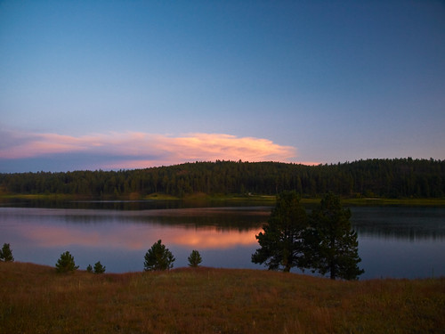 sunset sky lake reflection tree water clouds southdakota blackhills olympus dakota e510 dearfield
