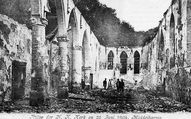 the remains of the church of Middelharnis after the fire of 1904  (HOLLAND)