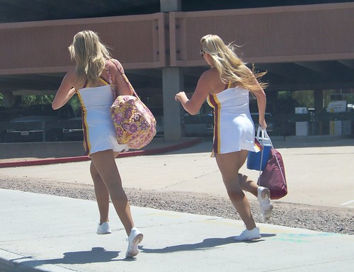 ASU cheerleaders on the run
