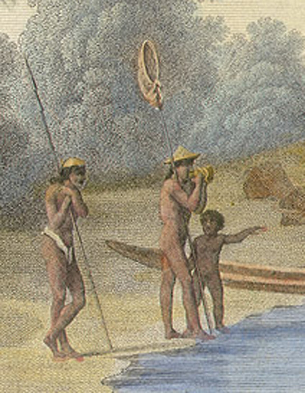 Chamorro youth were expected to model and actively learn the skills of being men and women from their elders. Ancient Chamorros fishing illustrated by J.A. Pellion from Freycinet’s Voyage Autour de Monde, Paris, 1824.

J.A. Pellion/Guam Public Library System