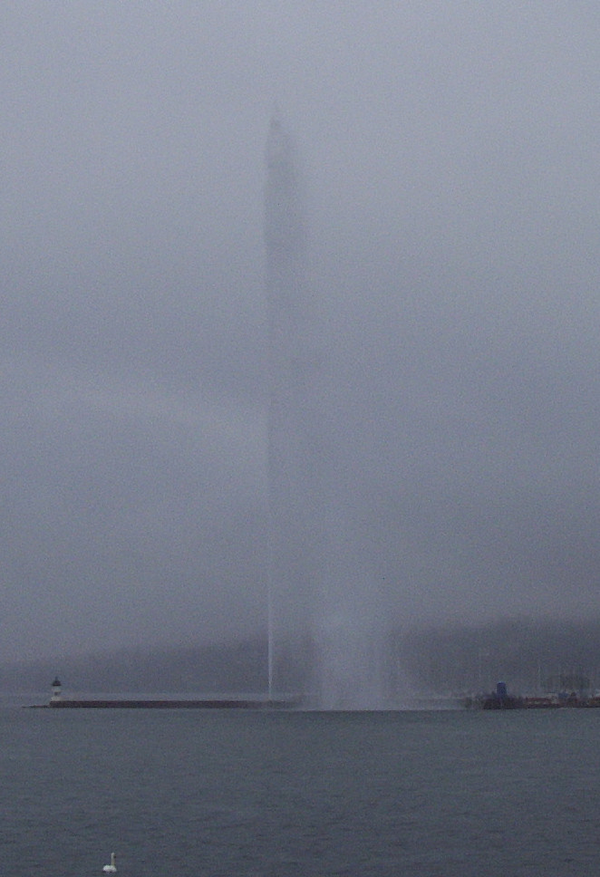 Geneva fountain in the cloud...