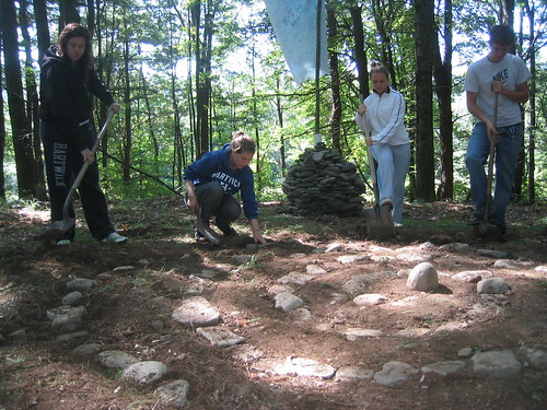 Pine Lake Sacred Space spiral construction - Awakening, August 2008