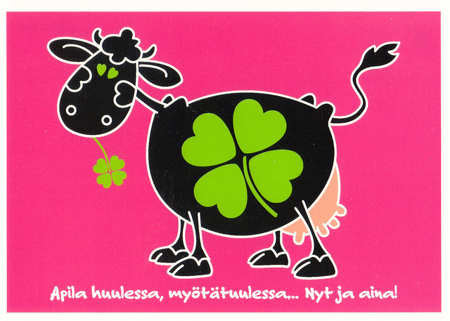 Clover Cow Illustration Postcard