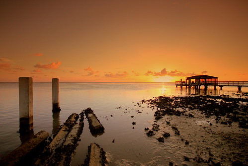 ocean sunset sea orange beach water clouds canon bay pier texas tx southpadreisland spi sigma1020 t1i