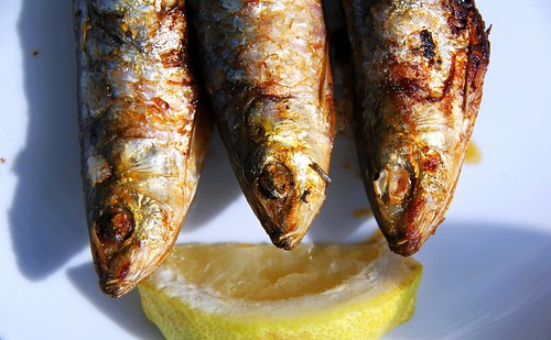 Three sardines and a slice of lemon by Sony200boy