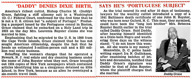 Sweet Daddy Grace Denies Southern Birth, Says He is Portuguese Subject - Jet Magazine, January 23, 1958