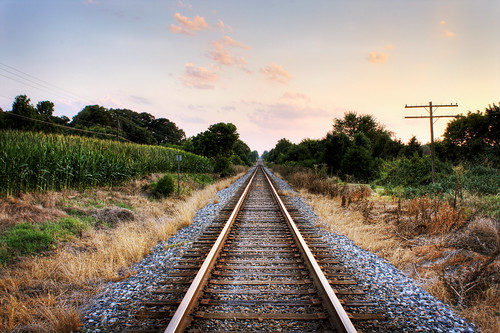 Sunset on Train Tracks To Mineral Springs NC by G. H. Holt Photography