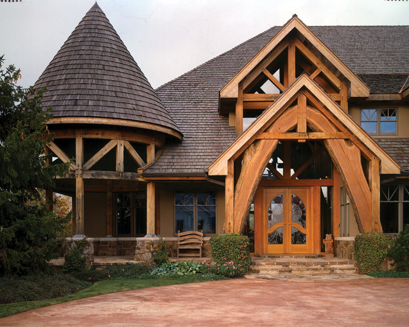 Stone And Timber Frame Home Entrances Timber Frame Entry