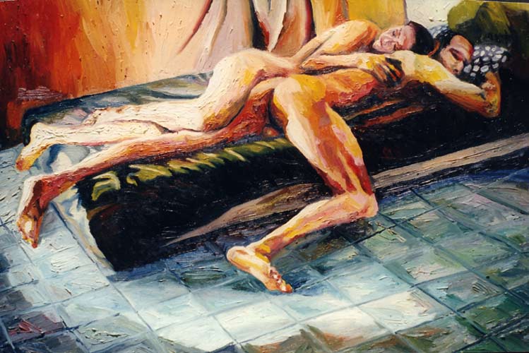 pintura realista do homem e da mulher nua na cama arte realismo dos homens pinturas mulheres Casal arte erótica masculina nu feminino