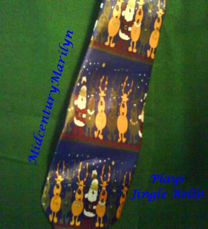 Christmas Musical Necktie Tie With Christmas Jingle Bells Music Reindeer or Snow 