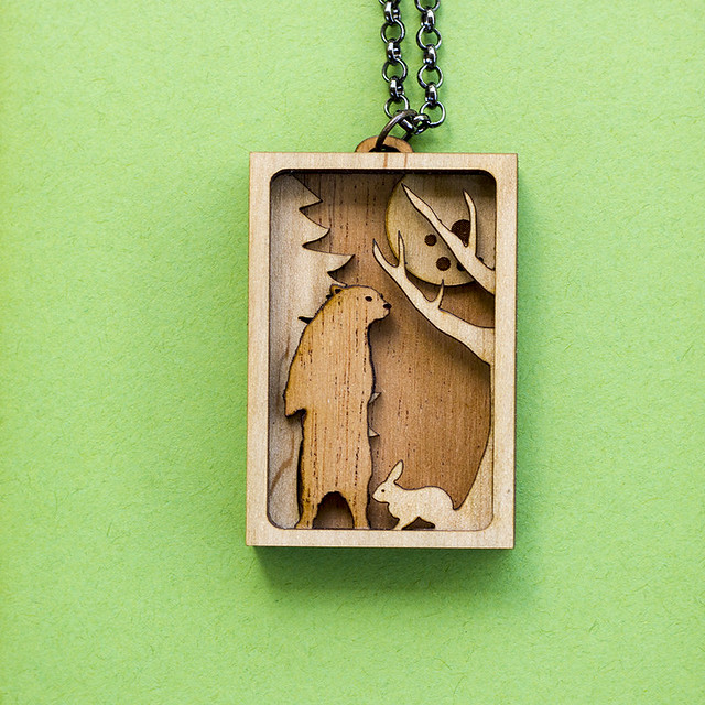 Forest themed Wooden layered Pendant