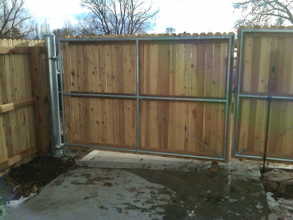 Steel Frame With Wood Finish Double Swing Gate | These Gates… | Flickr