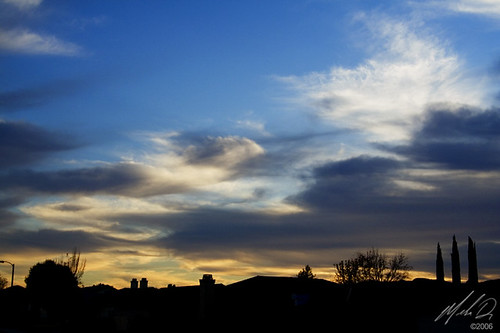 california ca blue trees houses sunset black silhouette yellow clouds canon shapes hemet bluehour rebelxt