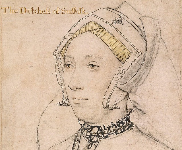 Detail of the duchess of Suffolk by Holbein