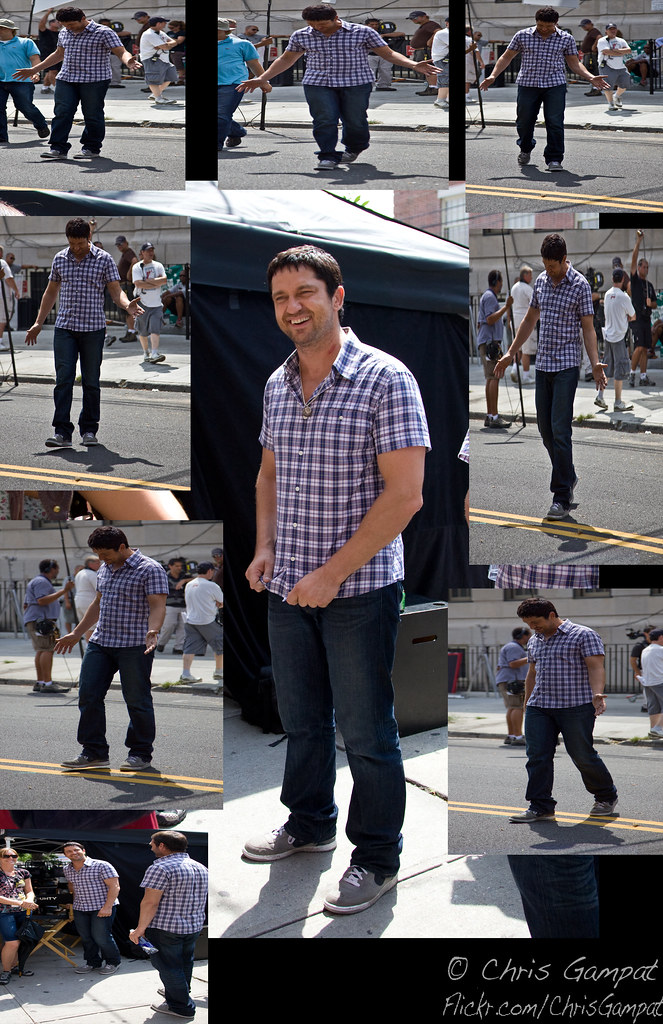 Gerard Butler on the set of 