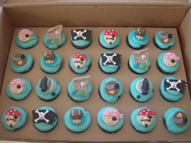 Mossy's masterpiece- Pirate cupcake toppers made to match Gold Tooth Pirate party ware.