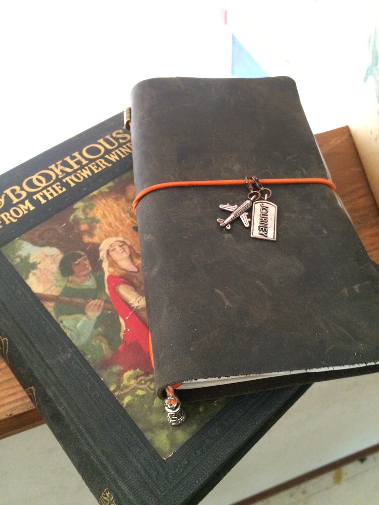 Traveler's notebook and old book