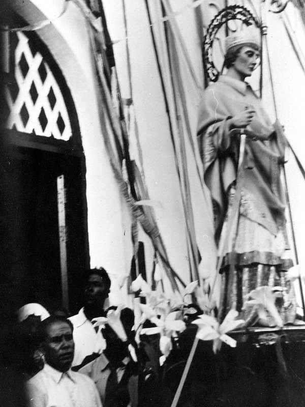 Another form of ancestral worship today is the veneration of Catholic saints. The victories of the Catholic church in colonizing Guam and Chamorros came through a blending of Catholicism and ancient Chamorro religion.

Micronesian Area Research Center (MARC)
