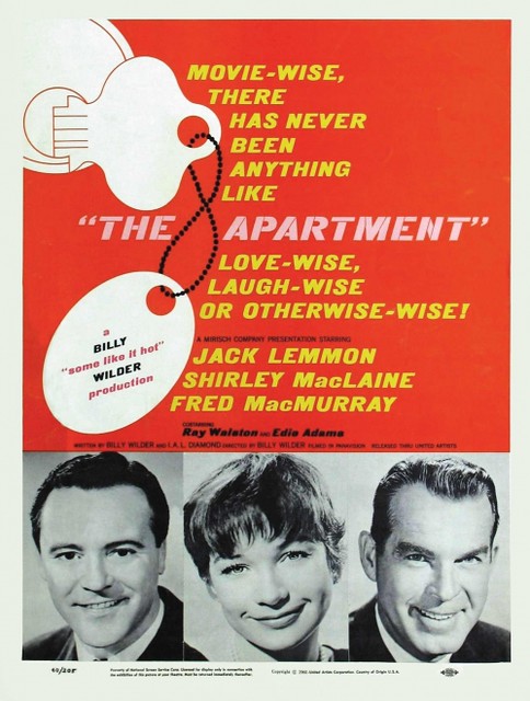 THE APARTMENT POSTER Shirley Maclaine Fred MacMurray Jack Lemmon