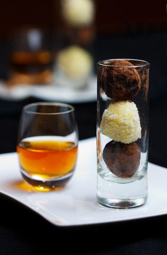 Dark Chocolate and Coconut Truffles Trio with French Dessert Wine by pvcpvc