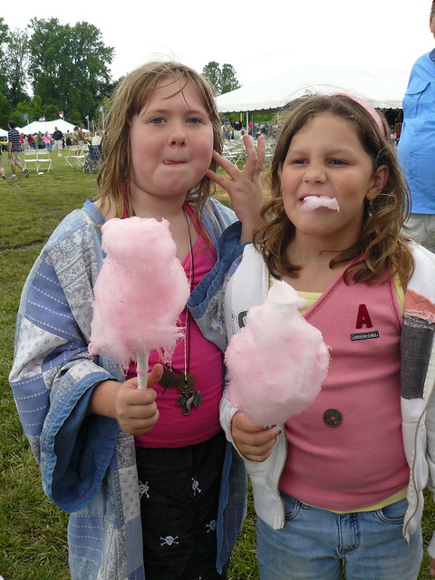 Isabella and Kayla Eating Cotton Candy