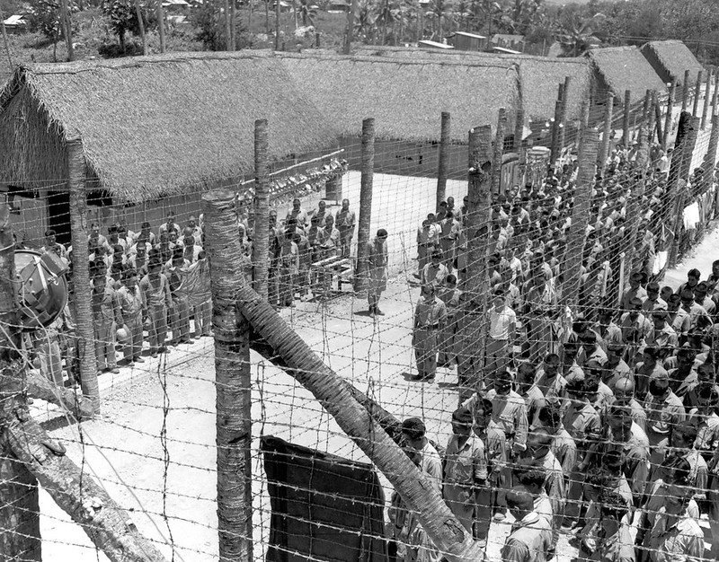 The Japanese captives in Prisoner of War Camp on Guam after the island was liberated in August 1944.

National Archives/Micronesian Seminar