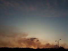 Smoke from a fire near Kelowna, as seen from the Kelowna Airport