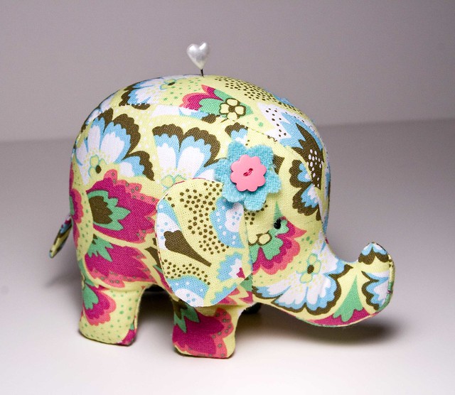 Bright Pear Elephant PIncushion – For Giveaway