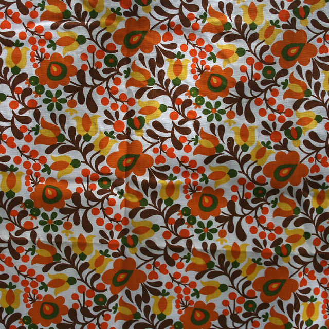 1970's Orange Flower Vintage Fabric