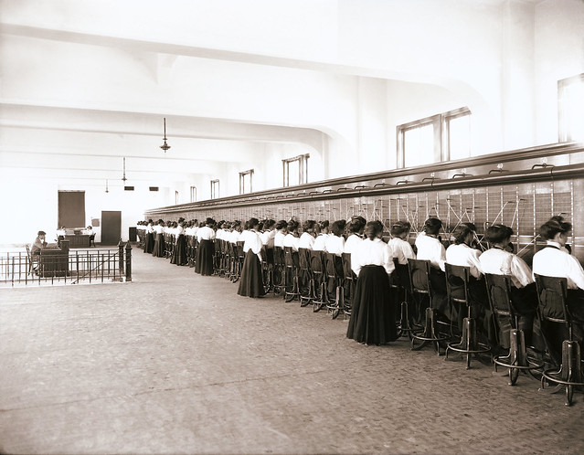 Telephone Switchboard Operators - a vintage circa 1914 photo
