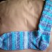 First sock of pair in Debra Norville's Serenity sock yarn Indigo colorway for Gloria Mullins.