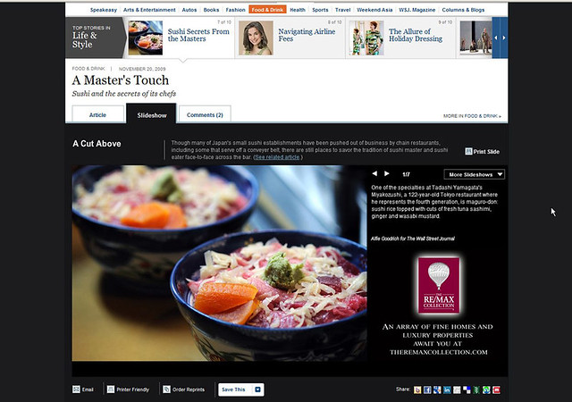 Sushi feature for the Wall Street Journal