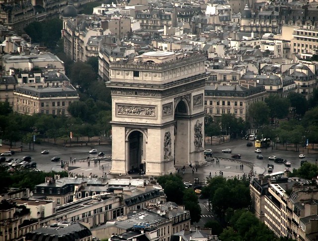 The Arc de Triomphe seen from the Eiffel tower