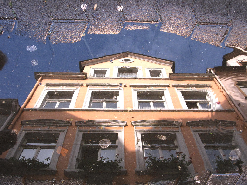 Zell an der Mosel: Puddle reflections in the "Altstadt" by peggyhr