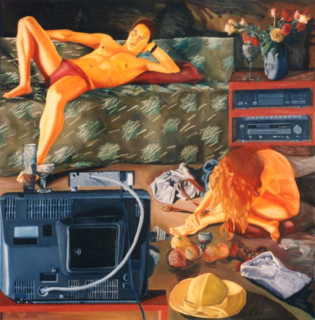 pintura realista del hombre y una mujer desnuda en la cama de arte realismo de las pinturas de los hombres pareja mujeres desnuda de arte erótico masculino femenino