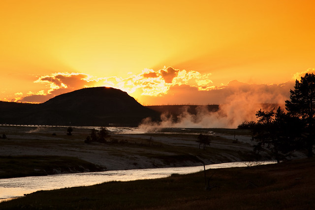 Sunset at Midway Geyser Basin, Yellowstone National Park