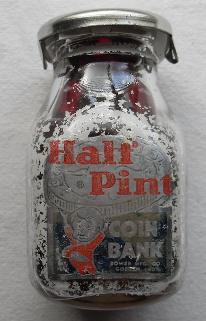 HALF PINT MILK BOTTLE COIN BANK 1950s