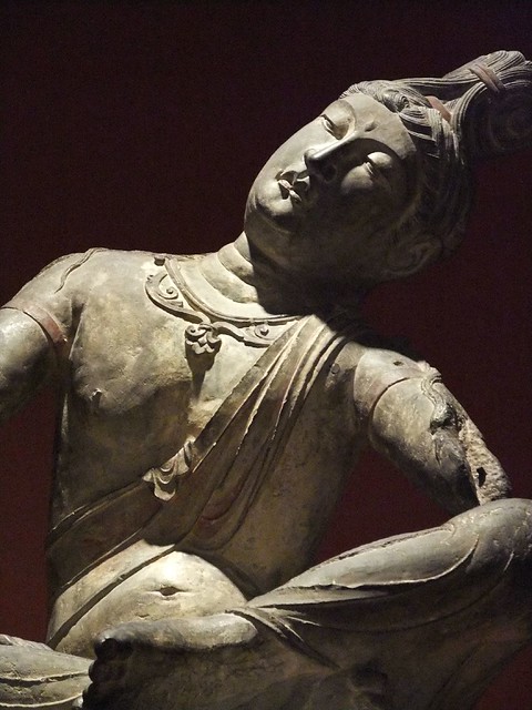 A relaxed Bodhisattva Tang Dynasty 8th century CE Limestone with traces of polychromy