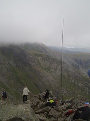 Setting up the Antenna on the Summit of Tryfan