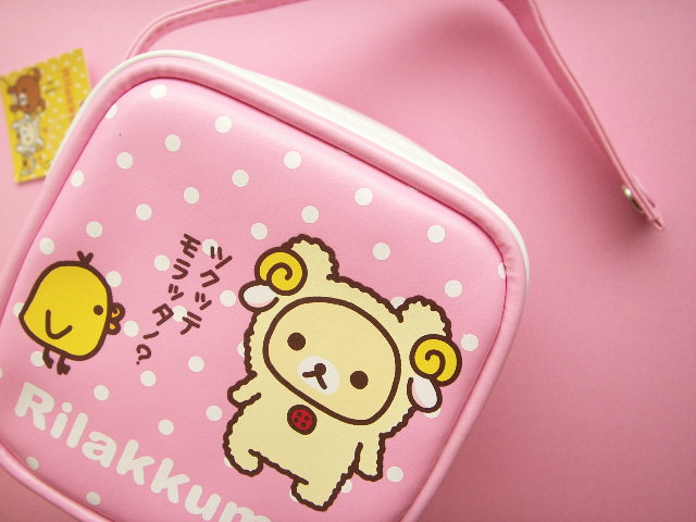 Kawaii Korilakkuma Cube Pouch Pink Bag Cute Purse San-x Japan